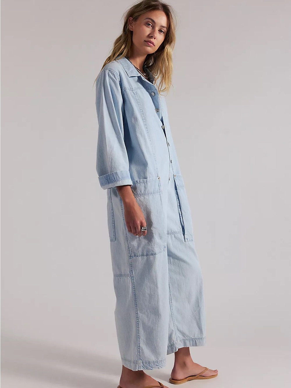 We The Free Light Blue Denim Overalls Jumpsuit - Picture 2 of 8